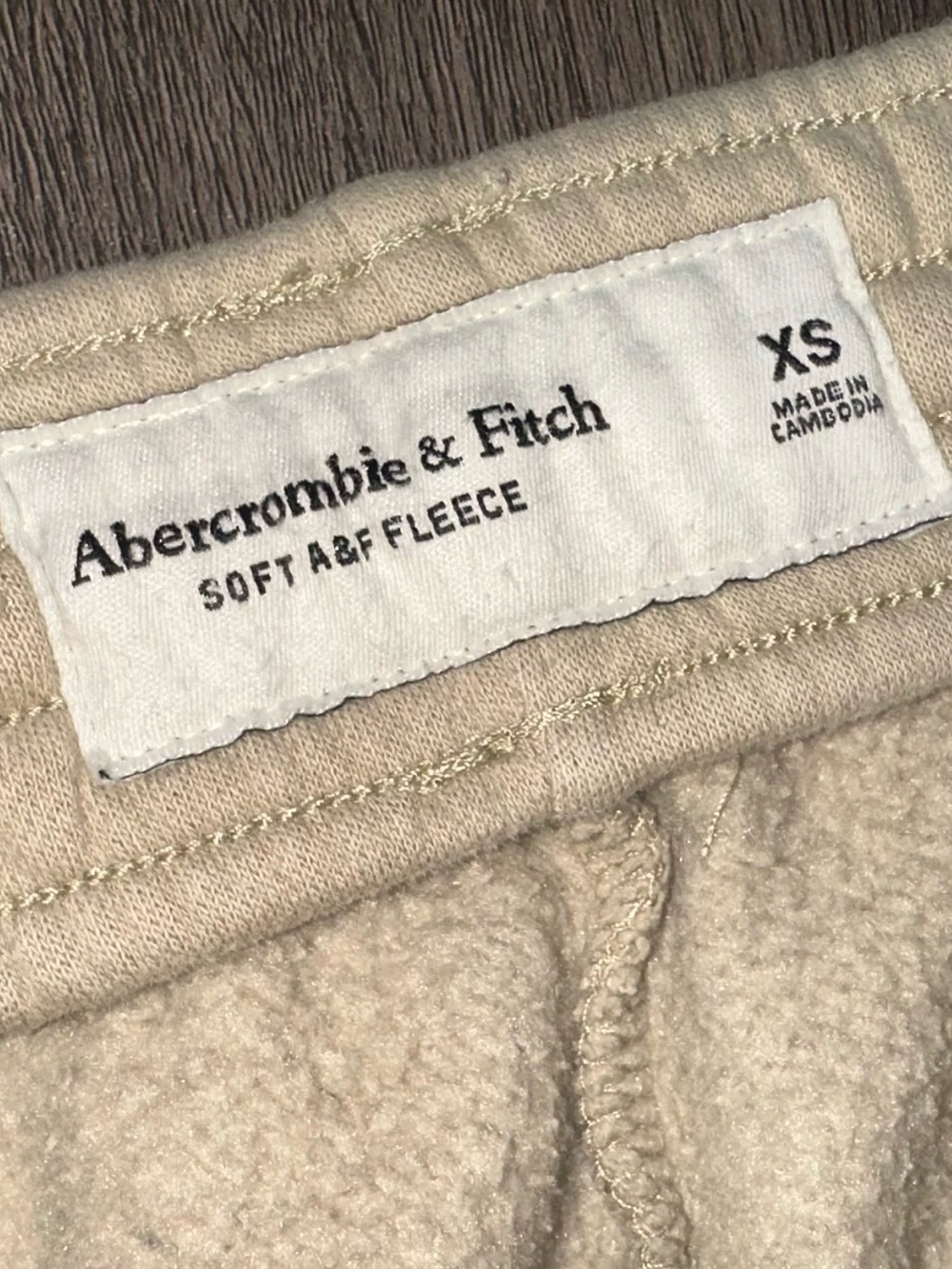Abercrombie & Fitch Women’s Khaki / Tan Drawstring Fleece Joggers XS - Picture 6 of 9